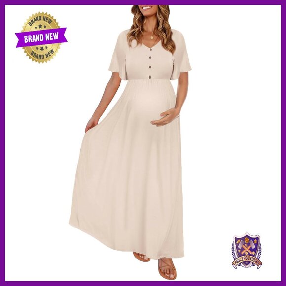 Girls' Floral Maxi Dress with Ruffled Sleeves and Buttons